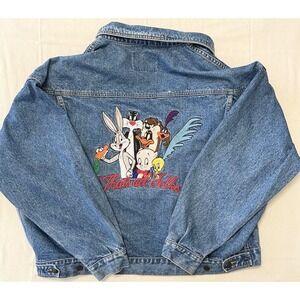VTG 90s Acme Clothing Looney Tunes Embroidered Denim Jacket XL Warner Bros